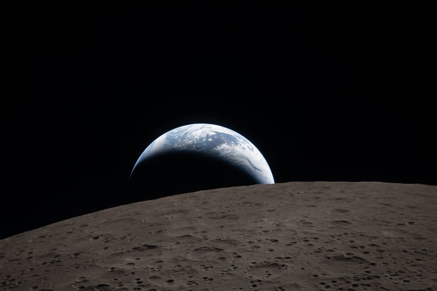 Earth setting over the lunar horizon photographed by NASA Artemis II crew, April 2026