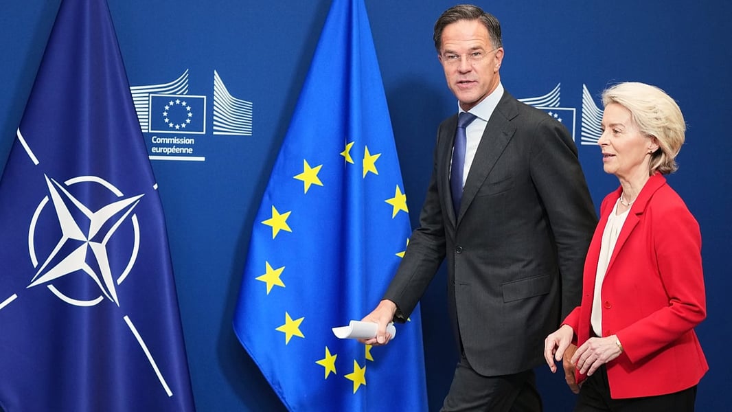 NATO Secretary-General Mark Rutte and EU Commission President Ursula von der Leyen meet in Brussels to discuss Russian hybrid attacks on European infrastructure