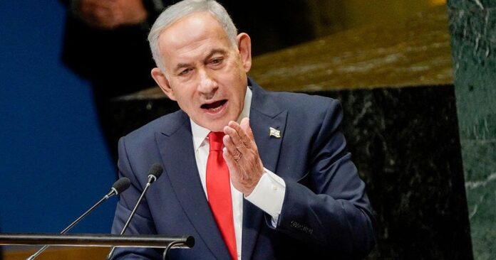Benjamin Netanyahu addressing the UN General Assembly during his attack on Mayor Mamdani