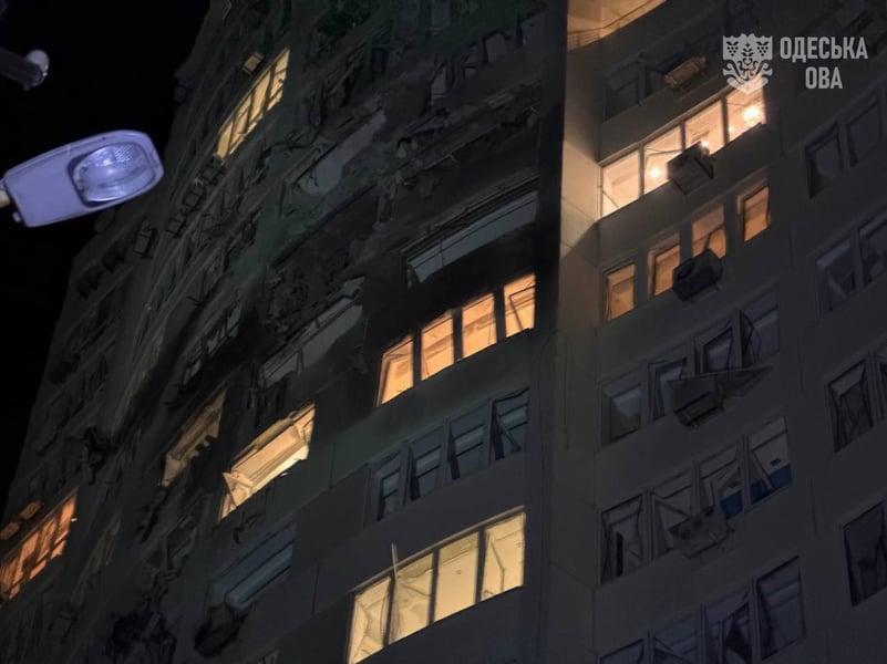 Residential building damaged by Russian drone strike in Odesa, Ukraine, September 2, 2026