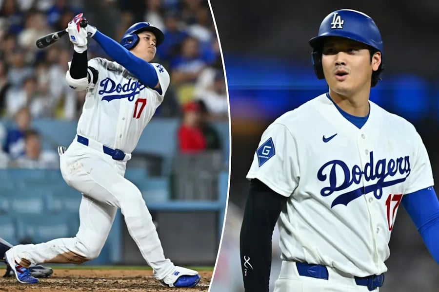 Shohei Ohtani in Los Angeles Dodgers uniform during MLB game