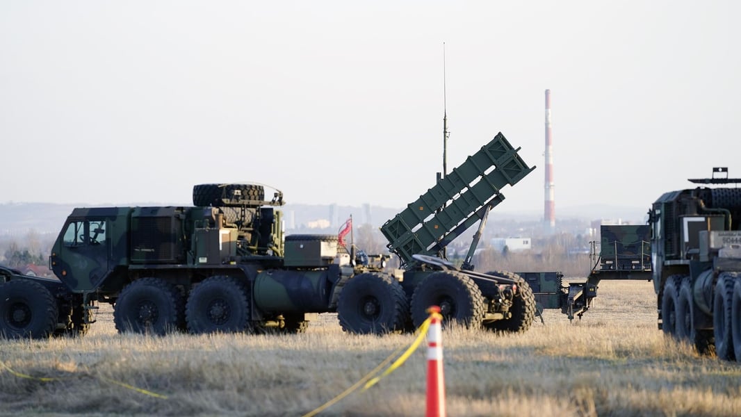 Patriot air defense missile systems at Rzeszow-Jasionka Airport in Poland as debate over arms transfers to Ukraine intensifies