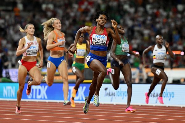 Marileidy Paulino competes in the women's 400m at the inaugural World Athletics Ultimate Championship in Budapest