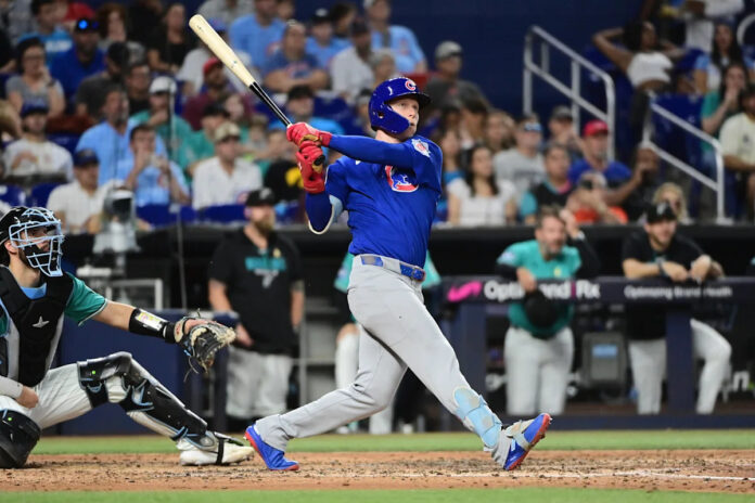 Pete Crow-Armstrong of the Chicago Cubs celebrates his 40th home run of the 2026 MLB season