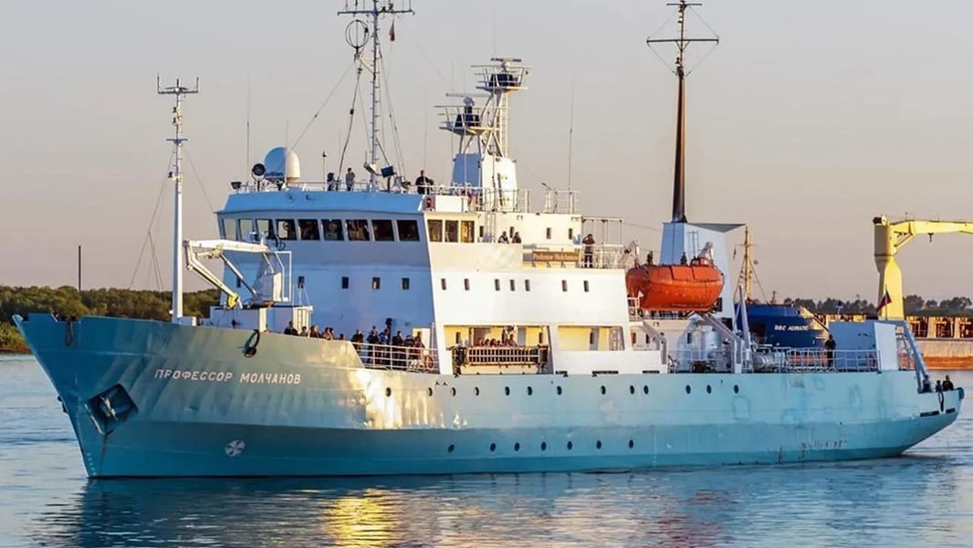 The Russian expedition ship Professor Molchanov impounded at Barentsburg port in Svalbard Norway