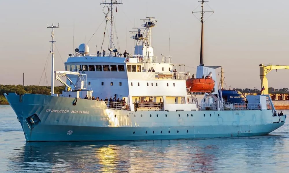 The Russian expedition vessel Professor Molchanov docked at Barentsburg Svalbard, seized by Norwegian authorities to enforce Ukraine's Naftogaz arbitration award