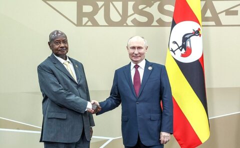 Vladimir Putin meets Ugandan President Yoweri Museveni