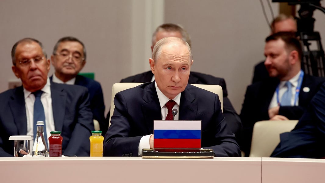 Russian President Vladimir Putin speaking at the Shanghai Cooperation Organisation summit plenary session in Bishkek Kyrgyzstan September 2026