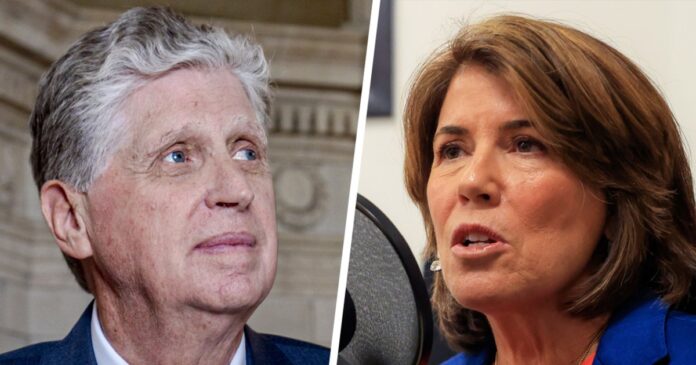 Helena Foulkes and Gov. Dan McKee before the Rhode Island Democratic gubernatorial primary 2026