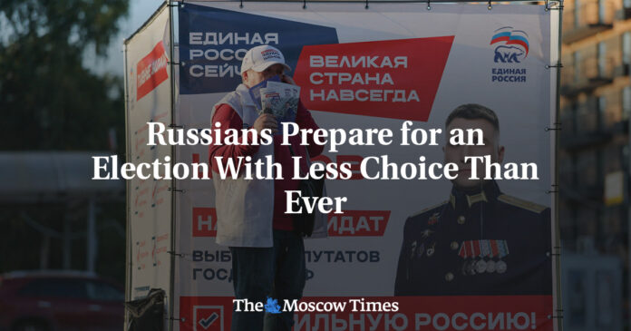 Voters at a polling station in Russia during the 2026 State Duma election