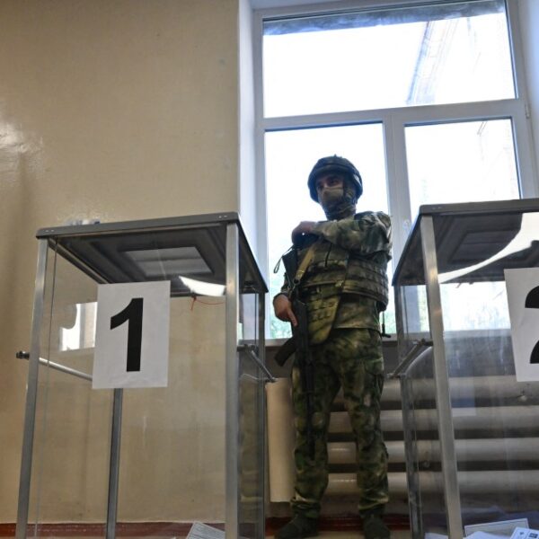 Polling station in Donetsk during Russia State Duma election 2026 annexed territories
