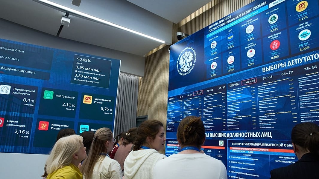 Russian voters at a polling station during the 2026 State Duma election