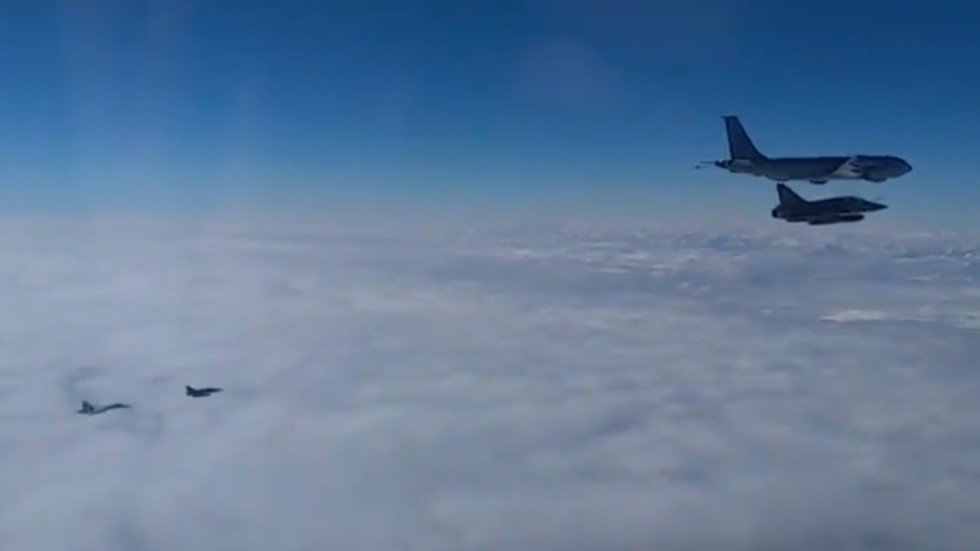 Russian Su-27 fighter jets intercept French NATO aircraft over the Black Sea