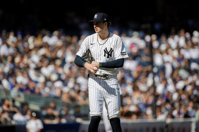 Cam Schlittler pitching for the New York Yankees against the Mets in the Subway Series, September 13, 2026
