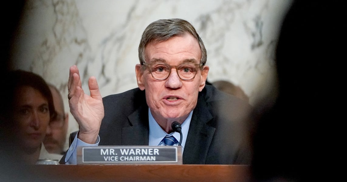 Senator Mark Warner after the Senate advanced a major crypto regulation bill on a bipartisan vote