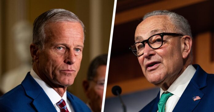 Senate Majority Leader John Thune and Minority Leader Chuck Schumer on Capitol Hill as the 2026 midterm Senate map tightens