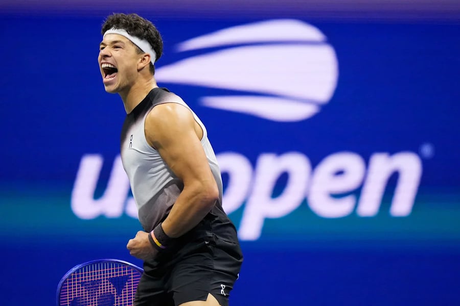 Ben Shelton during the US Open 2026 men's final against Alexander Zverev at Arthur Ashe Stadium