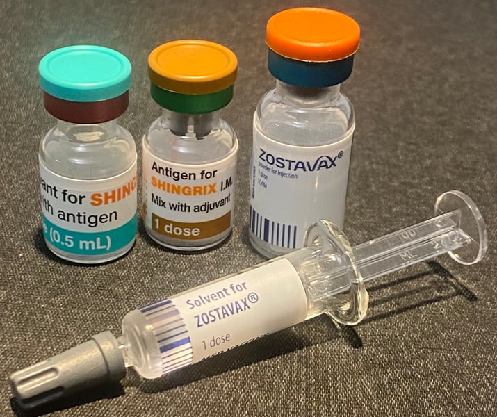 Shingrix recombinant shingles vaccine box and Zostavax, the older vaccine, studied in connection with 24% lower dementia risk in older adults