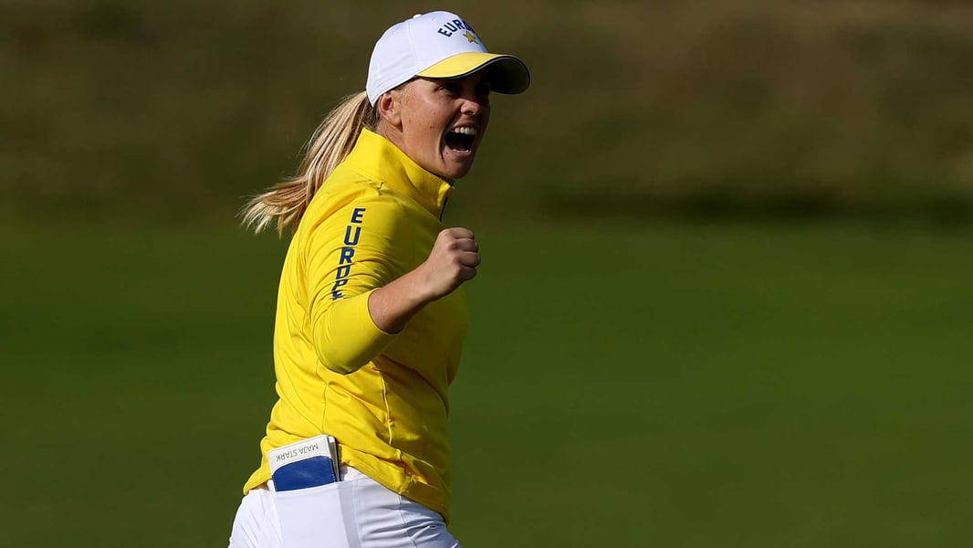 Team Europe players compete at the 2026 Solheim Cup at Bernardus Golf in the Netherlands