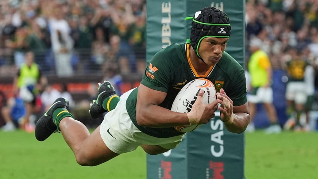South Africa Springboks celebrate their 43-28 victory over New Zealand All Blacks at M&T Bank Stadium Baltimore