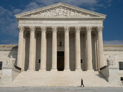 The US Supreme Court building in Washington after the court blocked the Trump administration mail ballot rule before November midterms