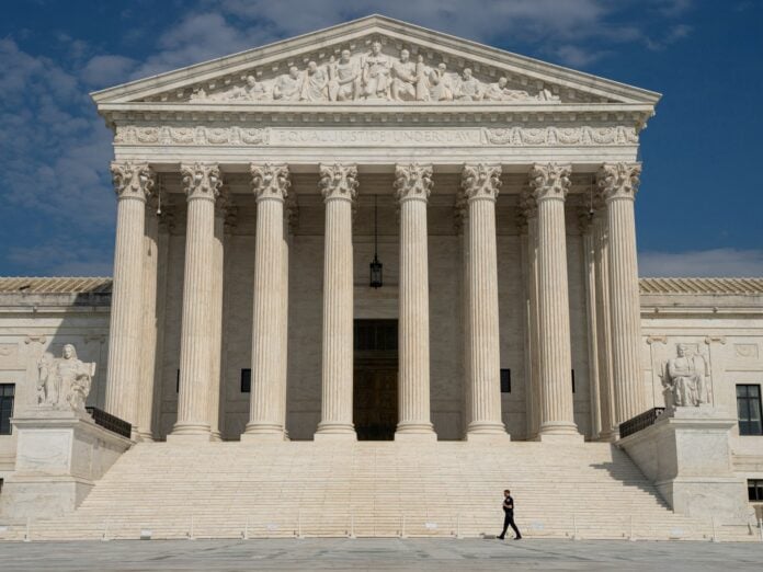 The US Supreme Court building in Washington after the court blocked the Trump administration mail ballot rule before November midterms