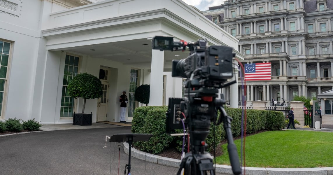 White House entrance where CNN reporters were denied access after Trump's press ban, September 2026