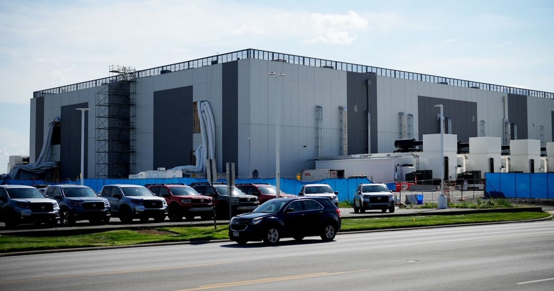 Data center facility in Iowa as Republican midterm candidates face voter backlash over AI infrastructure
