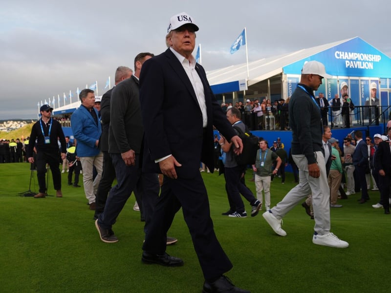 Donald Trump speaks to reporters at his Doonbeg resort in Ireland after dismissing AI safety warnings from tech CEOs