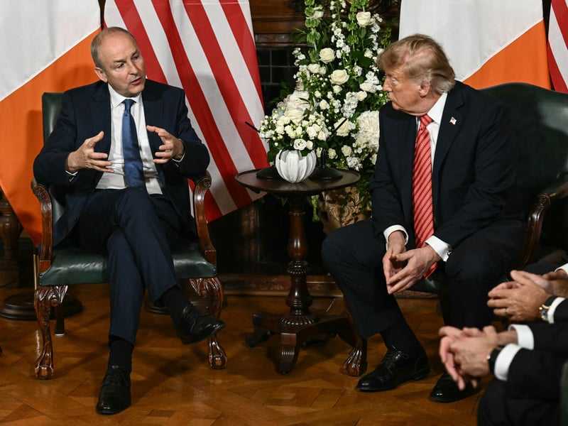 Donald Trump meets Irish Taoiseach Micheál Martin in Dublin as Trump calls Irish unification fantastic