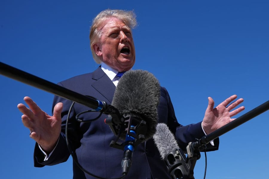 President Trump speaks to reporters at Joint Base Andrews before departing for Dallas, September 9 2026