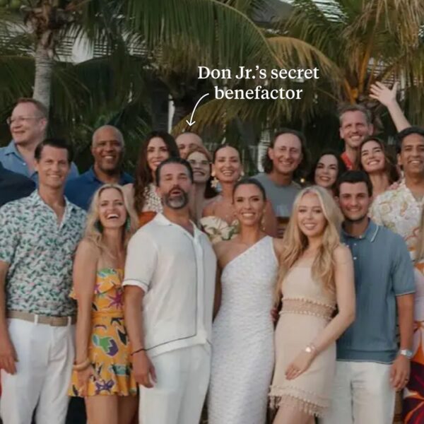 Donald Trump Jr. and Bettina at their Bahamas wedding, which was secretly funded by Russian oligarch Umar Kremlev