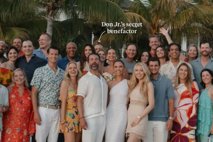 Donald Trump Jr. and Bettina at their Bahamas wedding, which was secretly funded by Russian oligarch Umar Kremlev