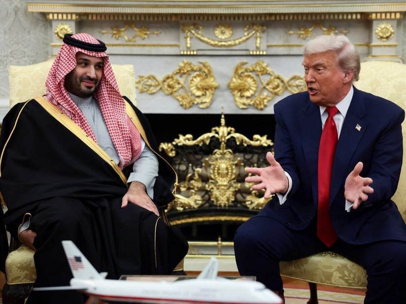 US President Donald Trump meets Saudi Crown Prince Mohammed bin Salman at the White House