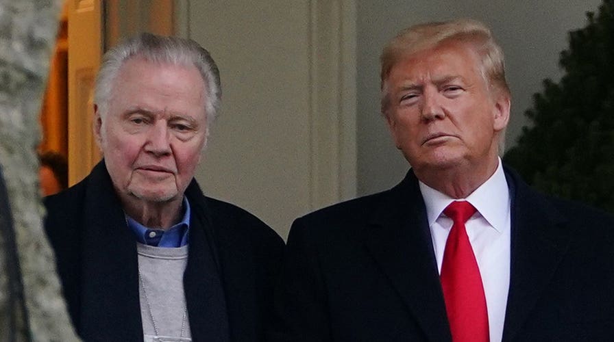 President Donald Trump meets with actor Jon Voight at the White House to discuss federal film production tax incentive