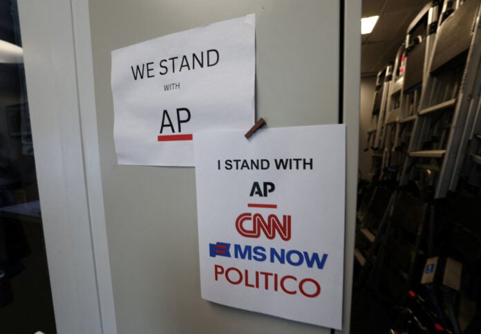 White House exterior as federal judge orders press credentials restored for CNN MS NOW and Politico