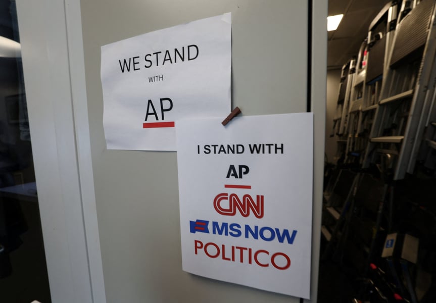 White House exterior as federal judge orders press credentials restored for CNN MS NOW and Politico