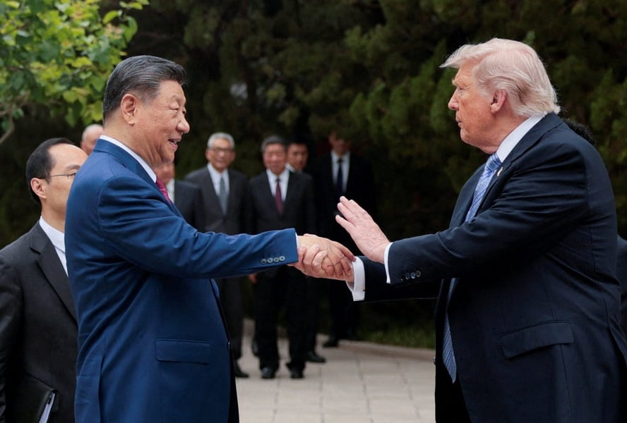 Donald Trump and Xi Jinping at the May 2026 Beijing summit where Xi warned Taiwan was the most important issue in US-China relations