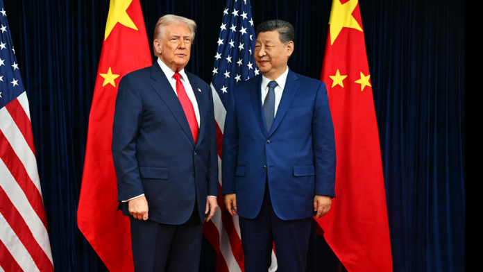Donald Trump and Xi Jinping at summit with Apple executive chairman Tim Cook attending state dinner