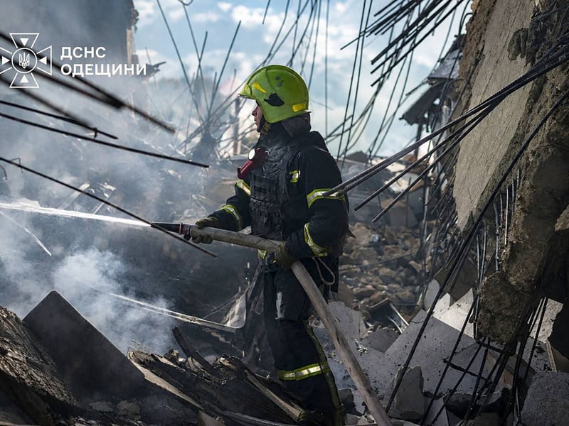 Ukrainian emergency workers near the Yahodyn-Dorohusz border crossing after Russia's record 453-drone assault on September 12 2026