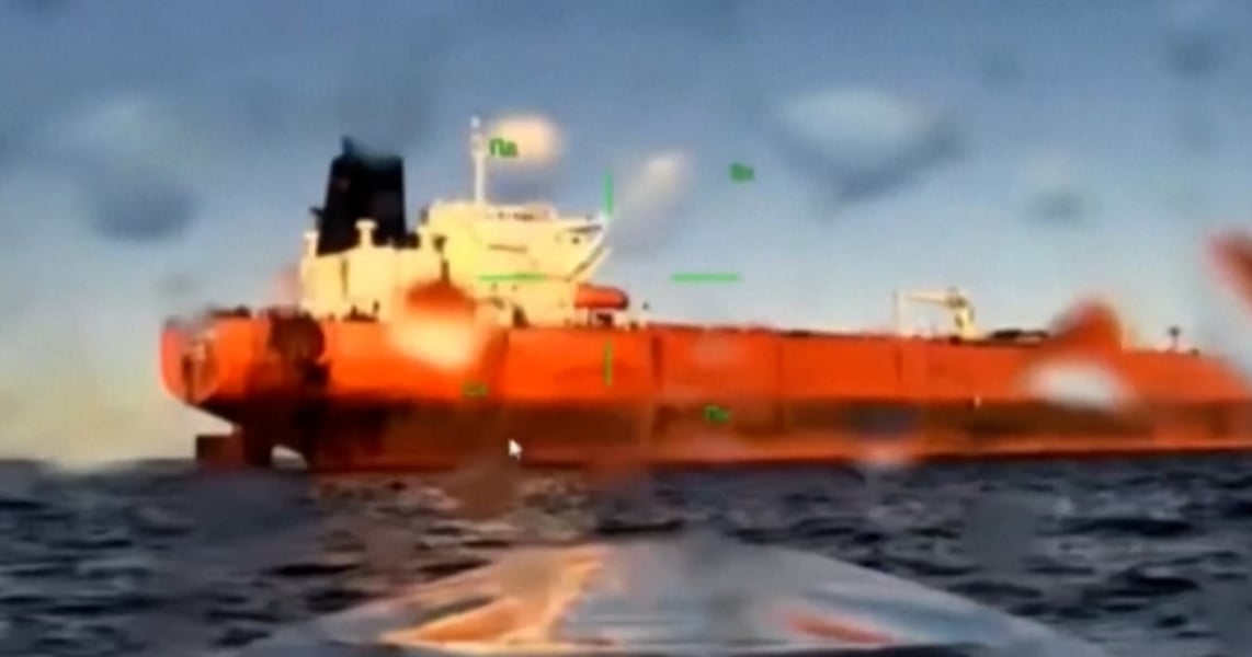 Ukrainian drone strike on a Russian shadow fleet tanker vessel in the Black Sea under Operation MoLoChKa September 2026