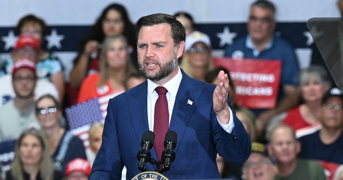 JD Vance speaking at a MAGA Inc. rally in Sterling Heights Michigan calling El-Sayed evil