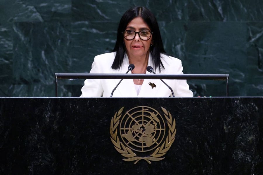 Venezuela's Delcy Rodriguez speaks at the UN General Assembly in New York, September 23, 2026