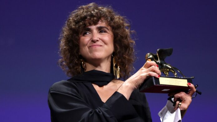 May el-Toukhy accepts the Golden Lion award at the 83rd Venice International Film Festival closing ceremony