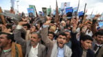 Houthi supporters at a rally in Sanaa, Yemen, September 2026
