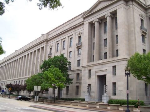 The Robert F. Kennedy Department of Justice Building in Washington, D.C., headquarters of the U.S. Justice Department