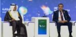 Saudi Energy Minister Prince Abdulaziz bin Salman and Algeria's Mohamed Arkab seated on stage at the 25th WPC Energy Congress in Riyadh