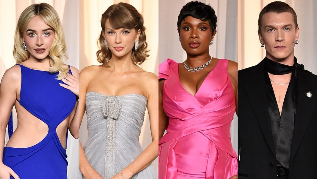 Taylor Swift, Sabrina Carpenter and Jennifer Hudson in The Hollywood Reporter's photo collage from the 2026 Academy Museum Gala.