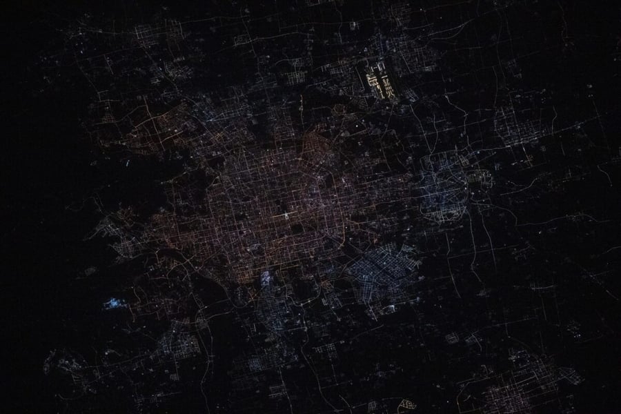View from the International Space Station of Beijing, China's capital city