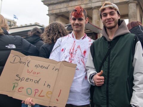 Participants at the youth demonstration in Berlin on October 31, 2026